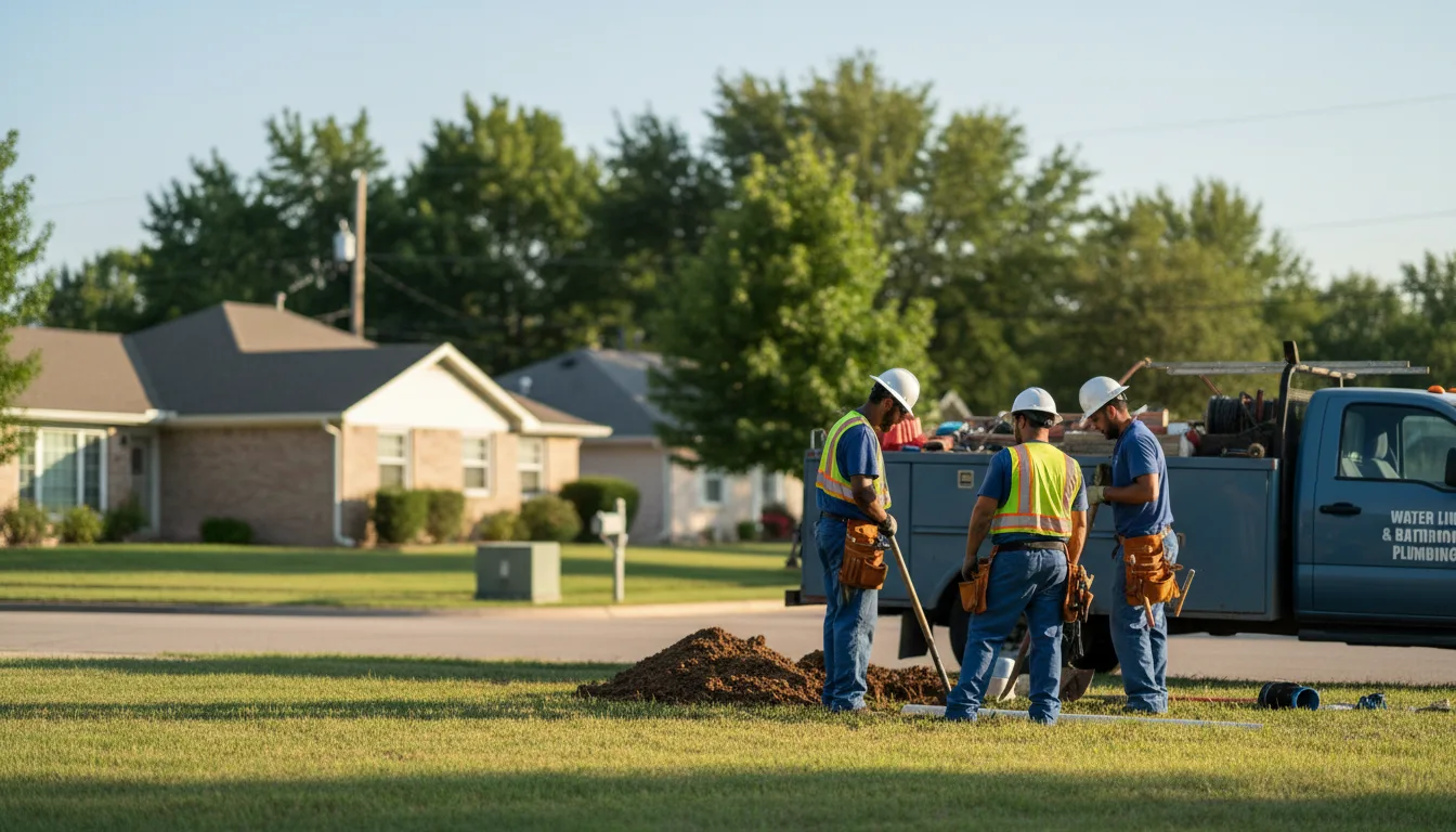 Residential water line and bathroom plumbing service in Garwood, TX